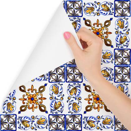 Tapeta Do Jadalni, Mozaika Imitacja Płytek Kwiaty