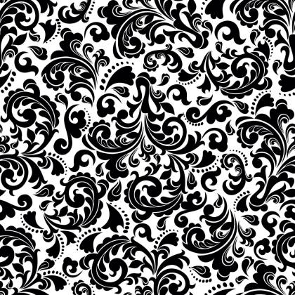 Tapeta Klasyczne Czarno-Białe Ornamenty