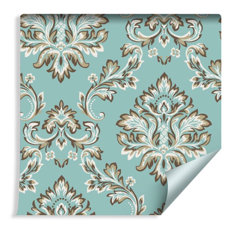 Tapeta Turkusowa - Ornament W Stylu Barokowym