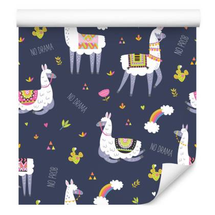 Tapeta Do Pokoju Dziecka, Lama, Zwierzęta, Tęcza