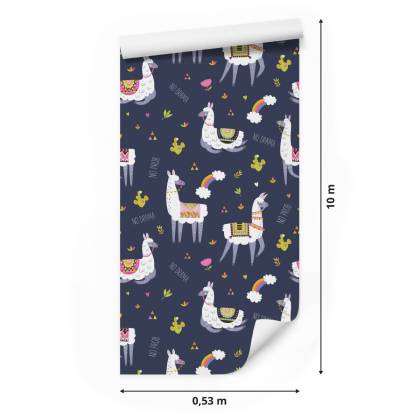 Tapeta Do Pokoju Dziecka, Lama, Zwierzęta, Tęcza