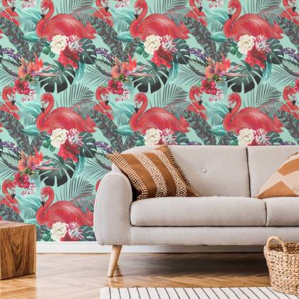 Tapeta Flamingi, Kwiaty, Natura, Do Salonu