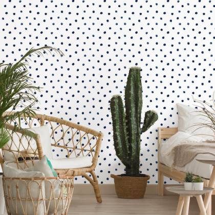 Tapeta Granatowe Małe Kropki