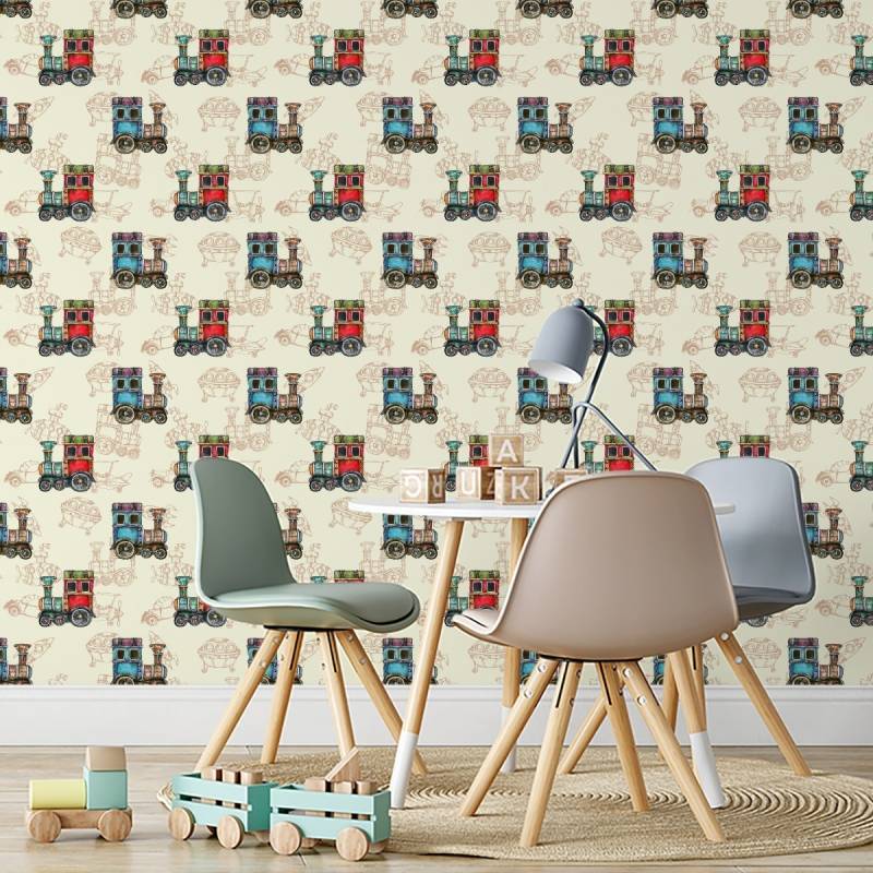 Tapeta Zabawkowe Parowozy Vintage