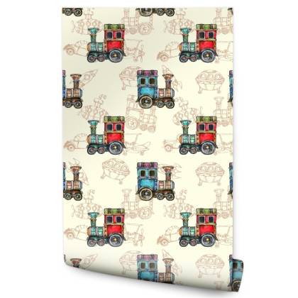 Tapeta Zabawkowe Parowozy Vintage