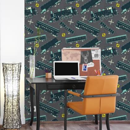 Tapeta Kolorowe Parowozy Vintage