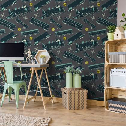 Tapeta Kolorowe Parowozy Vintage