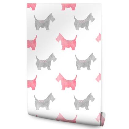 Tapeta Akwarelowe Sylwetki Terierów Szkockich