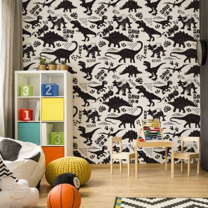 Tapeta Dinozaury Liście, Do Pokoju Dziecka