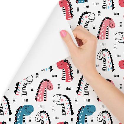 Tapeta Dla Dzieci W Kolorowe Dinozaury, Kropki