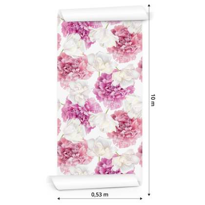 Tapeta Różowe Peonie I Białe Tulipany