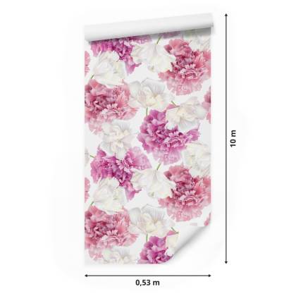 Tapeta Różowe Peonie I Białe Tulipany