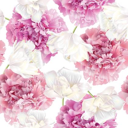 Tapeta Różowe Peonie I Białe Tulipany