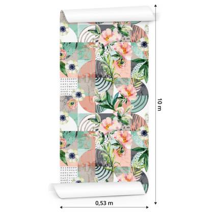 Tapeta Modernistyczny Kwiatowy Patchwork