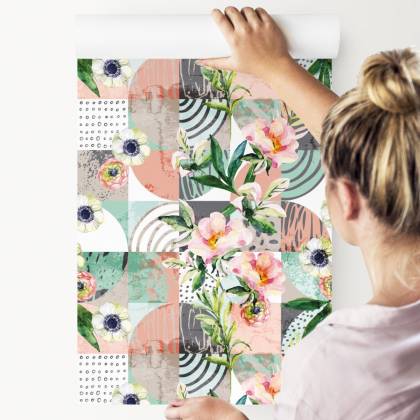 Tapeta Modernistyczny Kwiatowy Patchwork