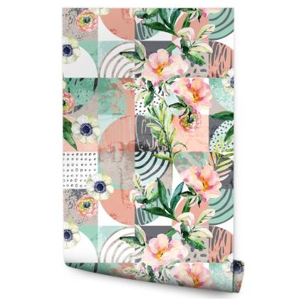 Tapeta Modernistyczny Kwiatowy Patchwork
