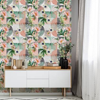 Tapeta Modernistyczny Kwiatowy Patchwork