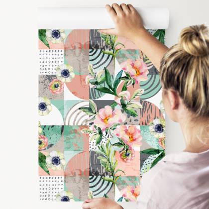 Tapeta Modernistyczny Kwiatowy Patchwork