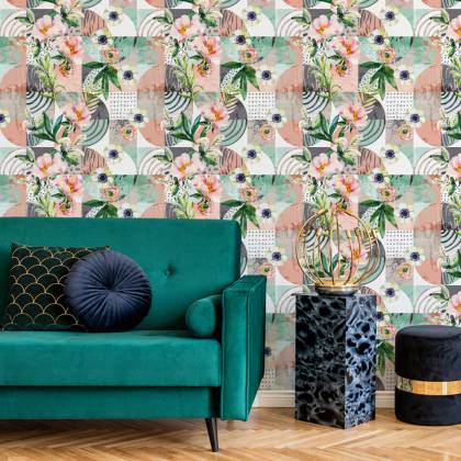 Tapeta Modernistyczny Kwiatowy Patchwork