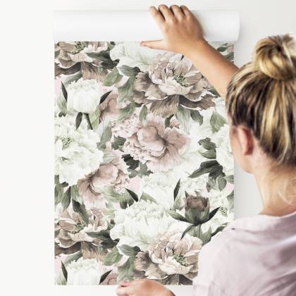 Tapeta Do Sypialni Kwiaty Akwarela Natura Liście