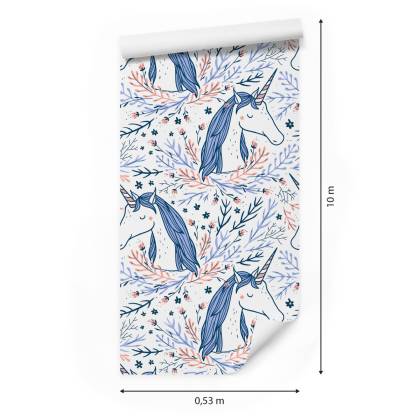 Tapeta Dla Dzieci – Jednorożce Na Tle W Stylu Skandynawskim