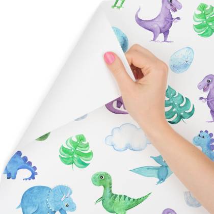 Tapeta Dla Chłopca Dinozaury Liście Chmury