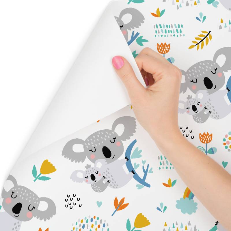 Tapeta Dla Chłopca, Koala, Tęcza, Chmury, Kwiaty