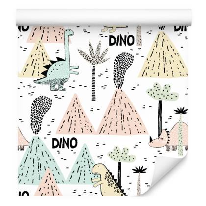 Tapeta Dla Chłopca, Dinozaury, Pastelowe Wulkany