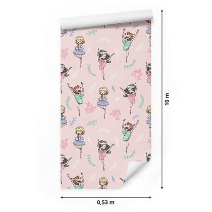 Tapeta Dla Dziewczynki Tancerki, Kwiaty, Zieleń