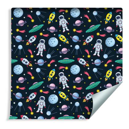 Tapeta Dla Dzieci - Planety, Astronauci, Rakiety I Ufo