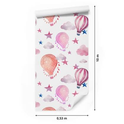 Tapeta W Balony, Gwiazdy, Chmury Pokój Dziecięcy