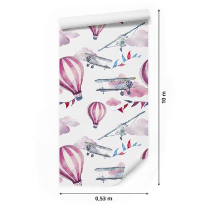 Tapeta Do Pokoju Dziecka, Kolorowe Balony Samoloty