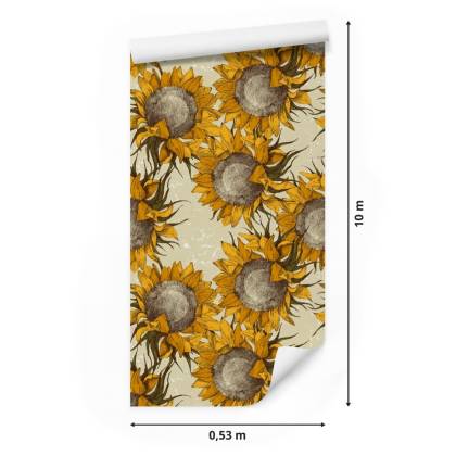 Tapeta Kwiaty Słonecznika W Stylu Vintage