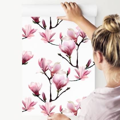 Tapeta Różowe Kwiaty Magnolii
