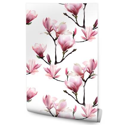 Tapeta Różowe Kwiaty Magnolii