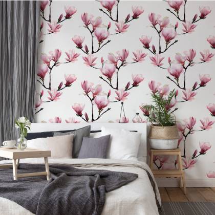 Tapeta Różowe Kwiaty Magnolii