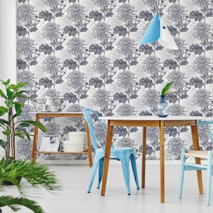 Tapeta Czarno-Białe Chryzantemy