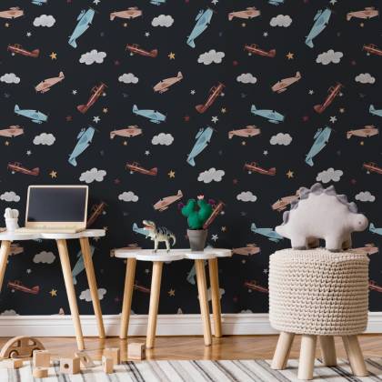 Tapeta Retro Samoloty Malowane Akwarelą