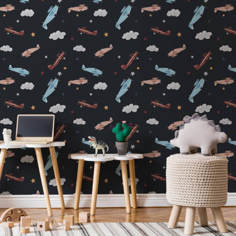 Tapeta Retro Samoloty Malowane Akwarelą