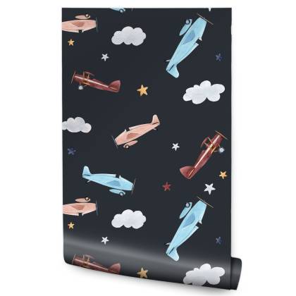 Tapeta Retro Samoloty Malowane Akwarelą