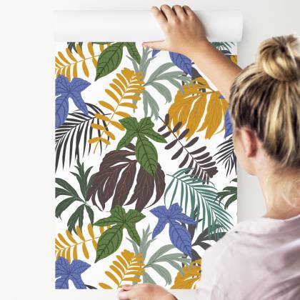 Tapeta Tropikalne Liście W Różnych Kolorach