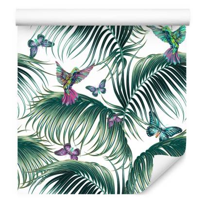 Tapeta Liście Palmowe Z Ptakami