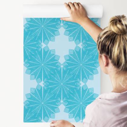 Tapeta Turkusowe Geometryczne Kwiaty