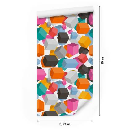 Tapeta Kolorowe Kostki - Efekt 3D