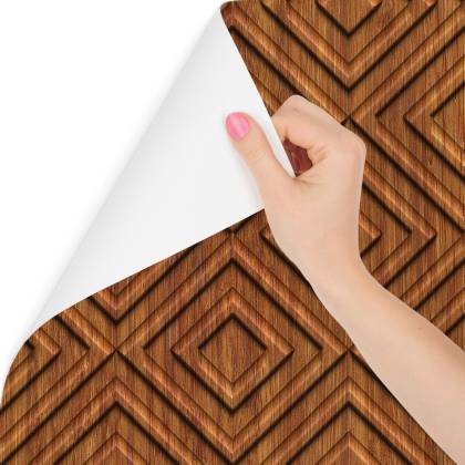 Tapeta Drewniany Wzór Geometryczny Retro