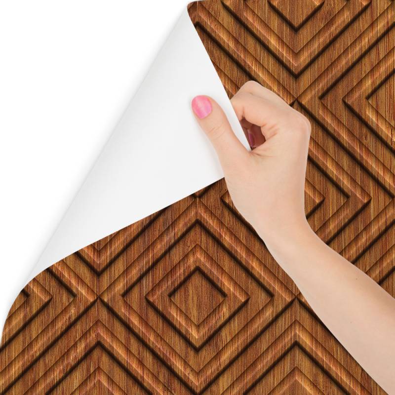 Tapeta Drewniany Wzór Geometryczny Retro