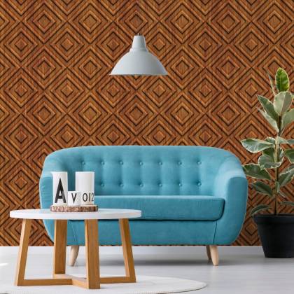 Tapeta Drewniany Wzór Geometryczny Retro