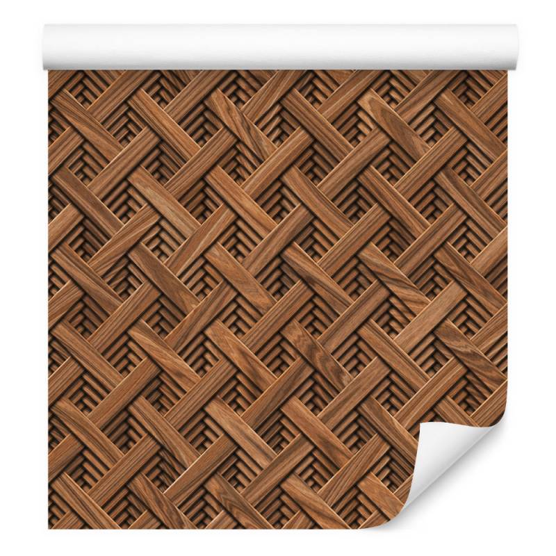 Tapeta Drewniany Wzór Geometryczny 3D
