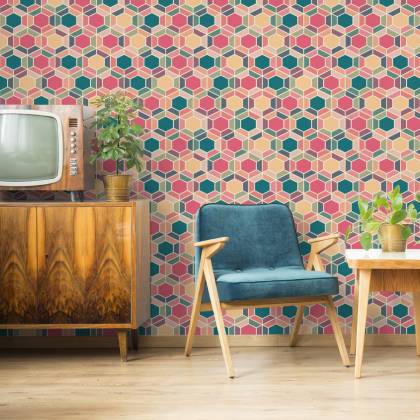 Tapeta Kolorowe Geometryczne Wzory Retro