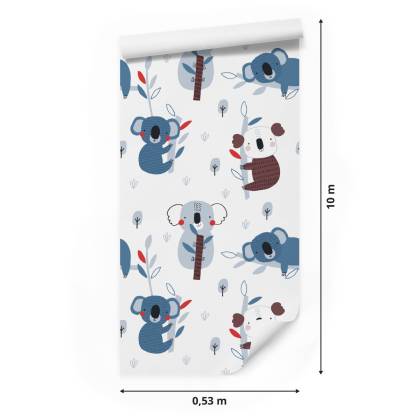 Tapeta Dla Dzieci Koala, Drzewa, Styl Skandynawski